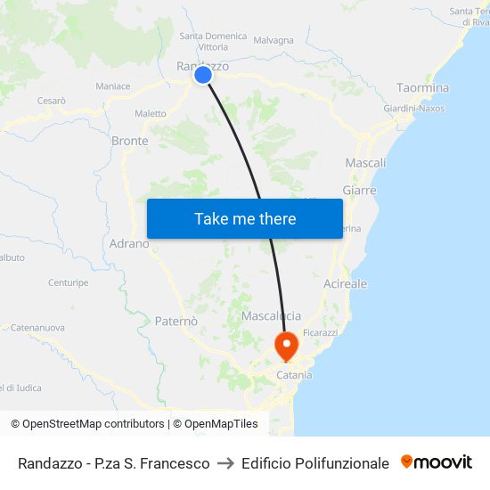 Randazzo - P.za S. Francesco to Edificio Polifunzionale map