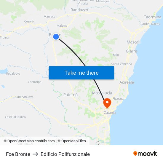 Fce Bronte to Edificio Polifunzionale map