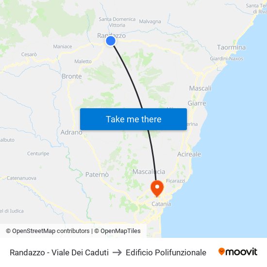 Randazzo - Viale Dei Caduti to Edificio Polifunzionale map