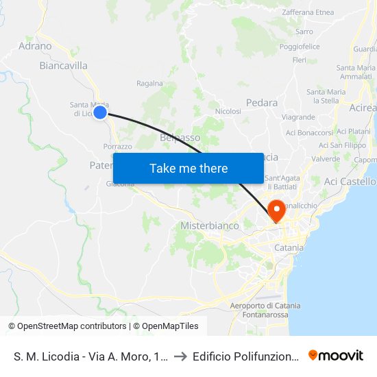 S. M. Licodia - Via A. Moro, 136 to Edificio Polifunzionale map