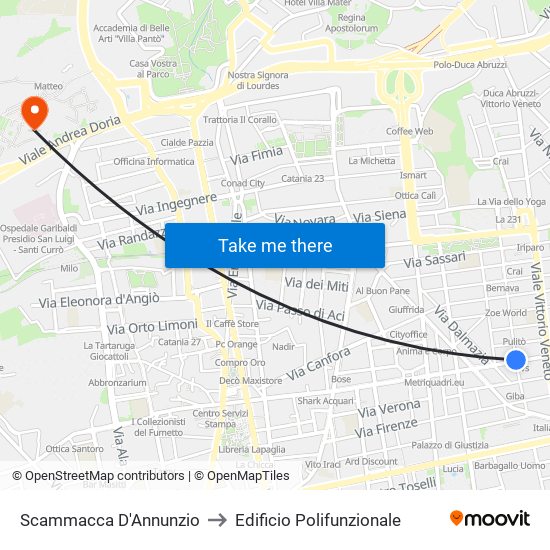 Scammacca D'Annunzio to Edificio Polifunzionale map