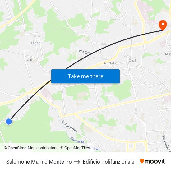 Salomone Marino Monte Po to Edificio Polifunzionale map