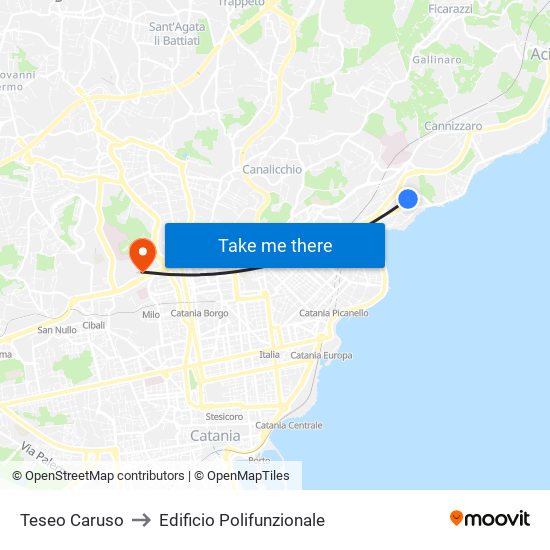 Teseo Caruso to Edificio Polifunzionale map