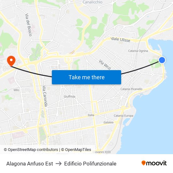 Alagona Anfuso Est to Edificio Polifunzionale map