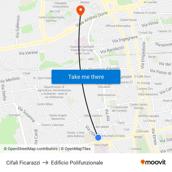 Cifali Ficarazzi to Edificio Polifunzionale map