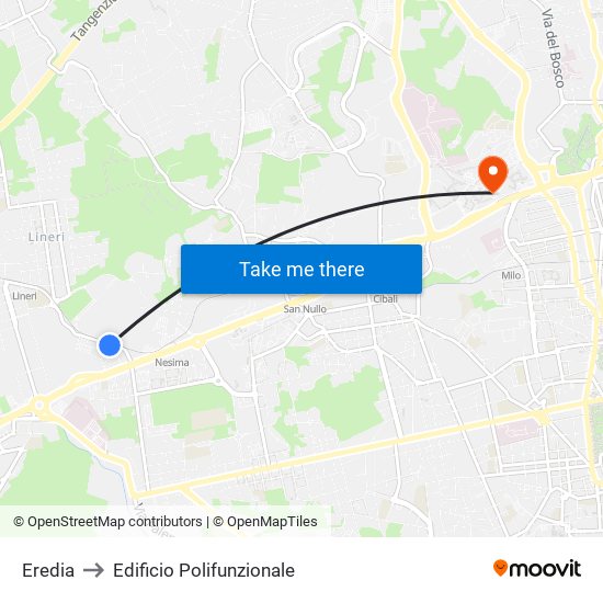 Eredia to Edificio Polifunzionale map