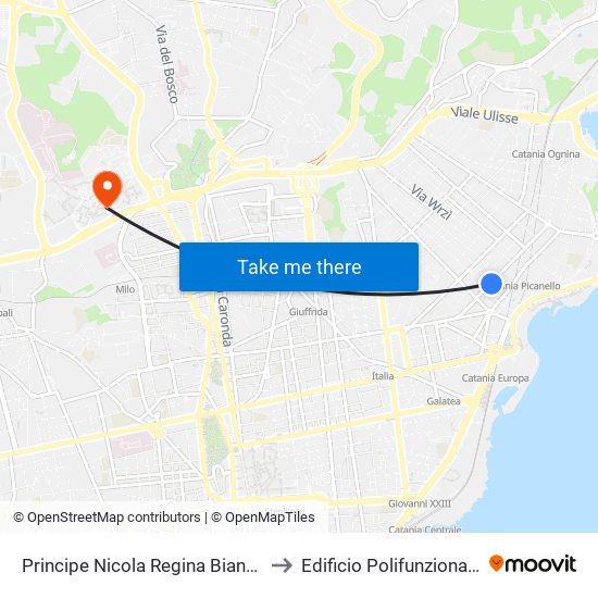 Principe Nicola Regina Bianca to Edificio Polifunzionale map