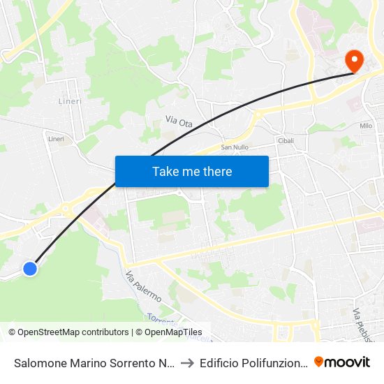 Salomone Marino Sorrento Nord to Edificio Polifunzionale map