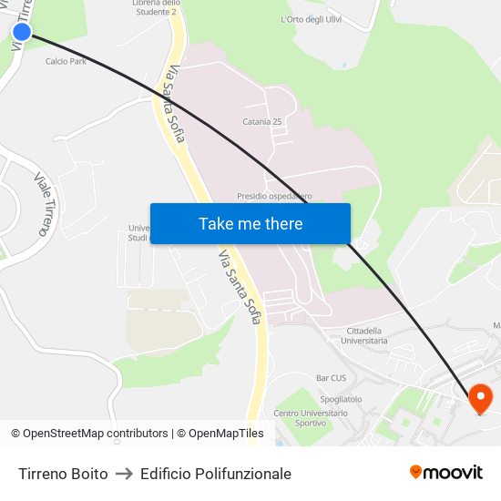 Tirreno Boito to Edificio Polifunzionale map