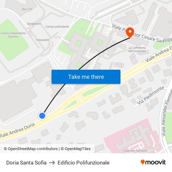 Doria Santa Sofia to Edificio Polifunzionale map