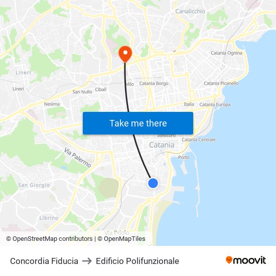 Concordia Fiducia to Edificio Polifunzionale map