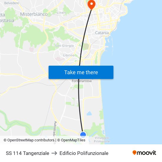 SS 114 Tangenziale to Edificio Polifunzionale map