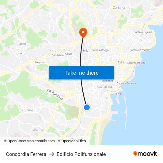 Concordia Ferrera to Edificio Polifunzionale map