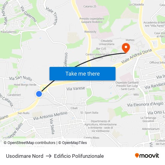 Usodimare Nord to Edificio Polifunzionale map