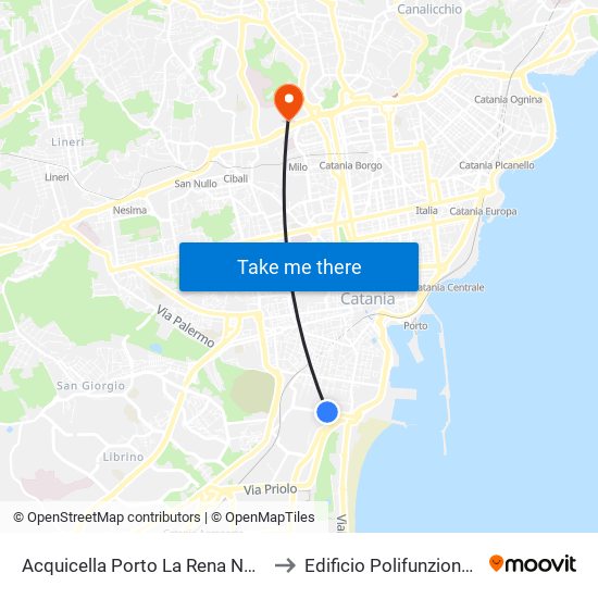 Acquicella Porto La Rena Nord to Edificio Polifunzionale map