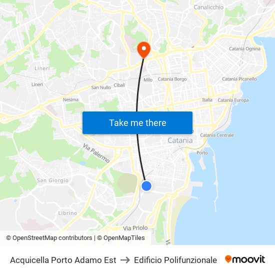 Acquicella Porto Adamo Est to Edificio Polifunzionale map