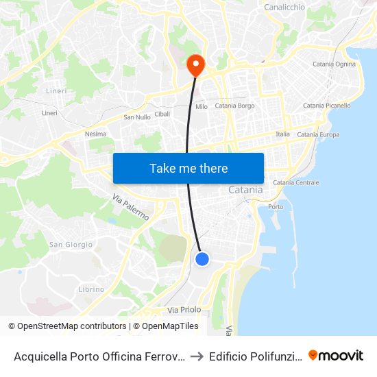Acquicella Porto Officina Ferroviaria Sud to Edificio Polifunzionale map