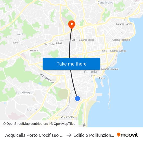 Acquicella Porto Crocifisso Sud to Edificio Polifunzionale map