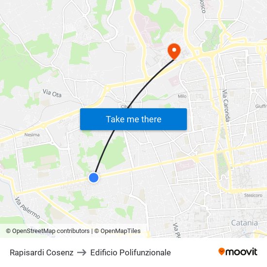 Rapisardi Cosenz to Edificio Polifunzionale map