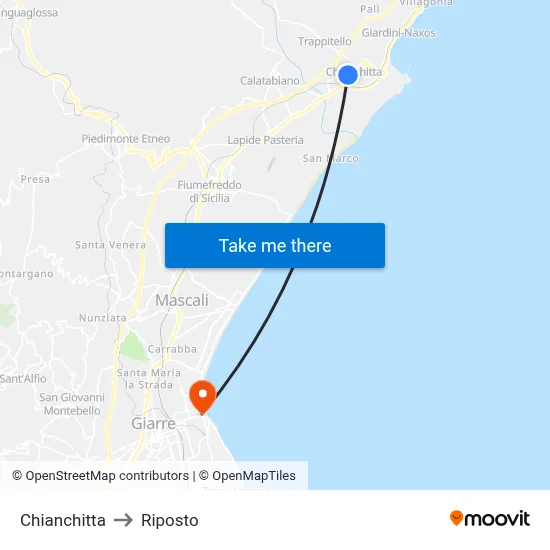 Chianchitta to Riposto map