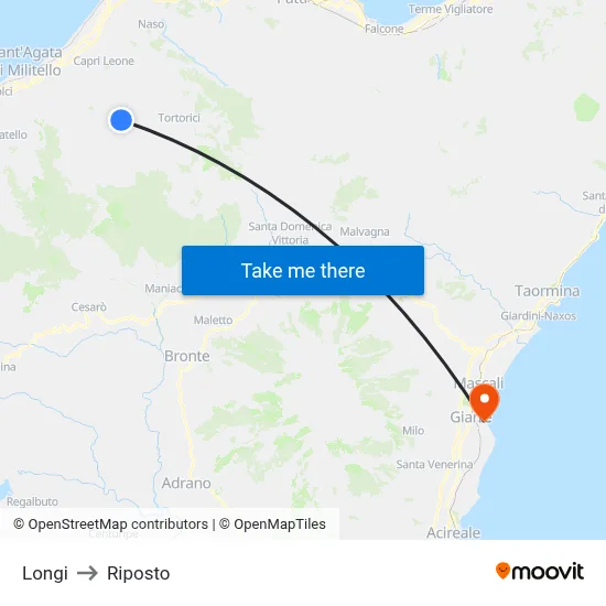 Longi to Riposto map