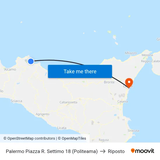 Palermo Piazza R. Settimo 18 (Politeama) to Riposto map