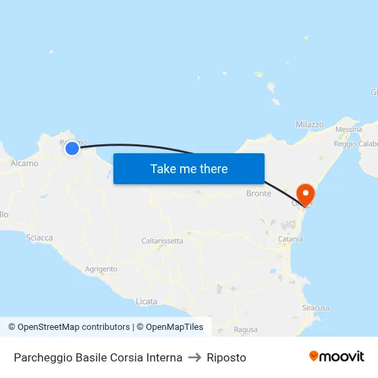Basile Parking Internal Lane to Riposto map