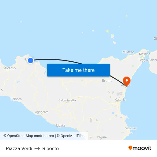 Verdi Square to Riposto map