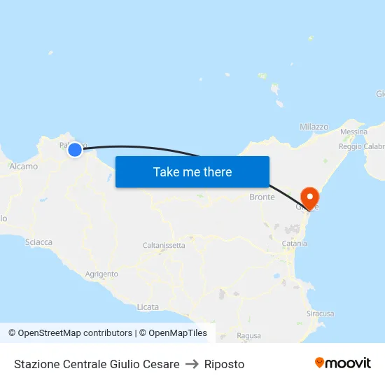 Central Station Julius Caesar to Riposto map