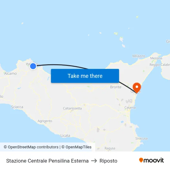 Central Station External Platform to Riposto map