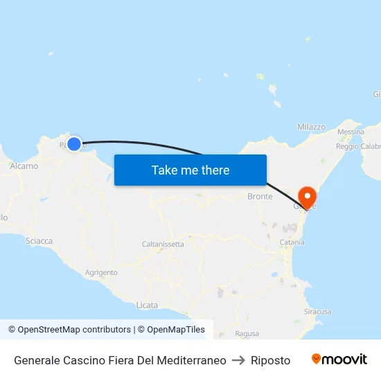 General Cascino Mediterranean Fair to Riposto map
