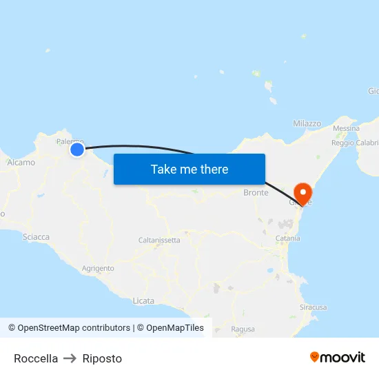 Roccella to Riposto map