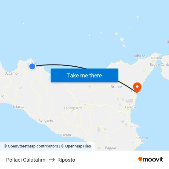 Pollaci Calatafimi to Riposto map