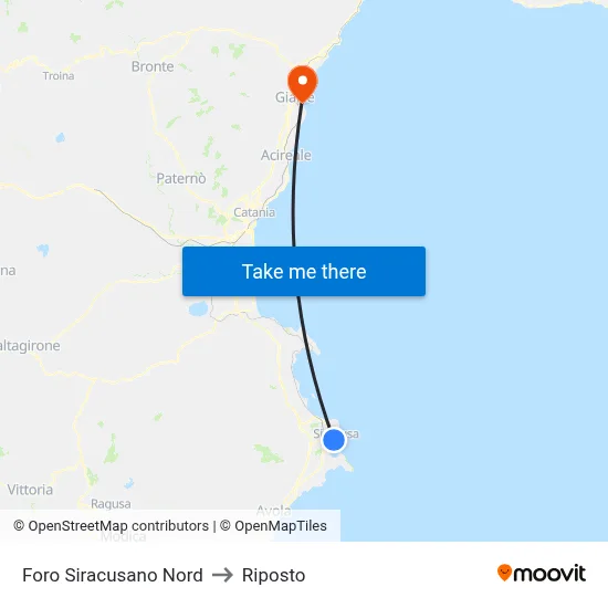 North Siracusa Forum to Riposto map