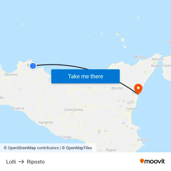 Lolli to Riposto map