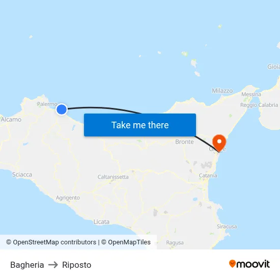 Bagheria to Riposto map