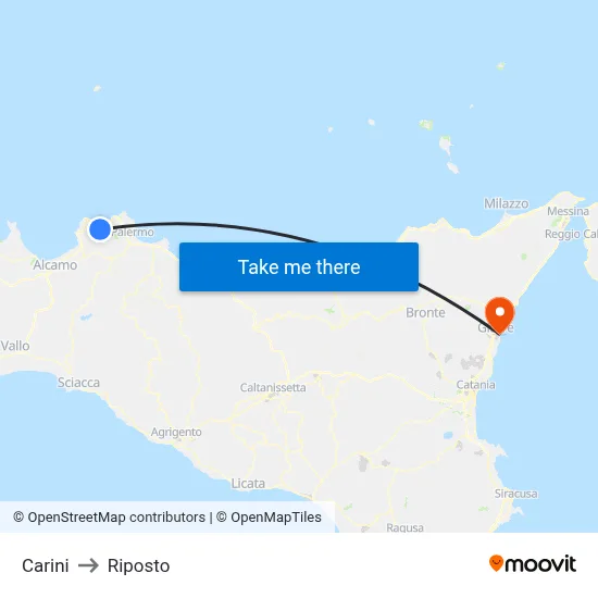 Carini to Riposto map