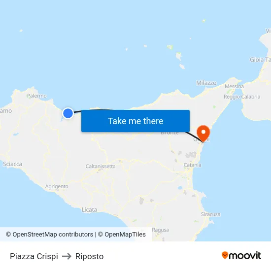 Crispi Square to Riposto map