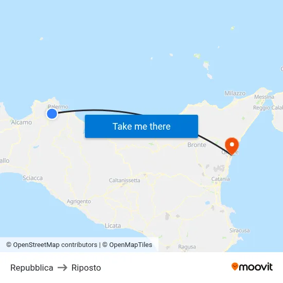 Republic to Riposto map