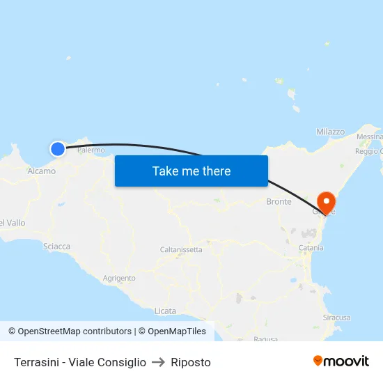 Terrasini - Viale Consiglio to Riposto map
