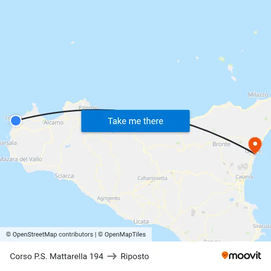 Corso P.S. Mattarella 194 to Riposto map