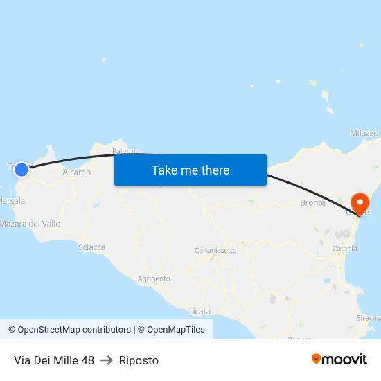 Dei Mille Street 48 to Riposto map