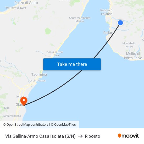 Via Gallina-Armo  Casa Isolata (S/N) to Riposto map