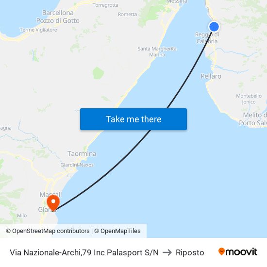 Via Nazionale-Archi,79 Inc Palasport S/N to Riposto map