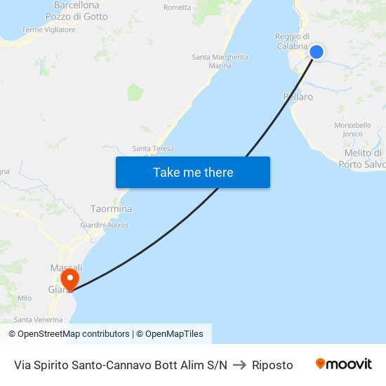 Via Spirito Santo-Cannavo  Bott Alim S/N to Riposto map