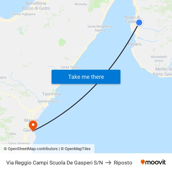 Via Reggio Campi  Scuola De Gasperi S/N to Riposto map