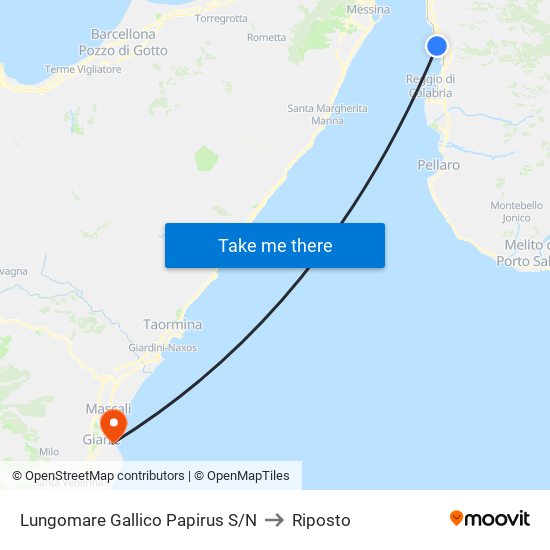 Lungomare Gallico  Papirus S/N to Riposto map