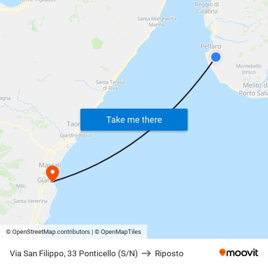 Via San Filippo, 33  Ponticello (S/N) to Riposto map