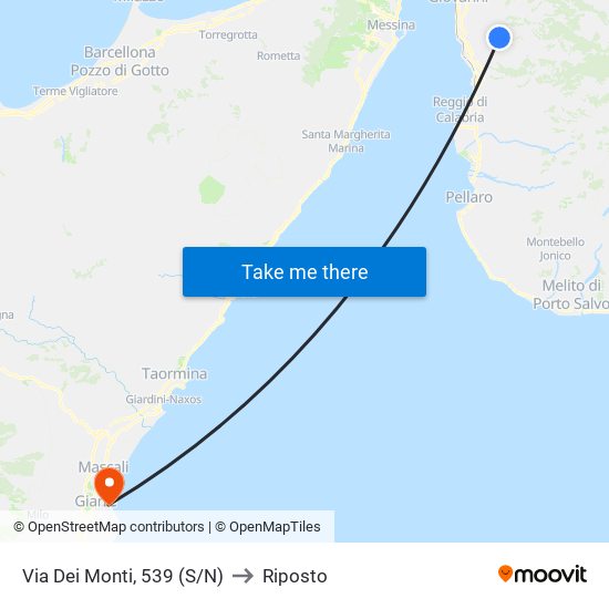Via Dei Monti, 539  (S/N) to Riposto map