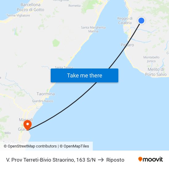 V. Prov Terreti-Bivio Straorino, 163 S/N to Riposto map